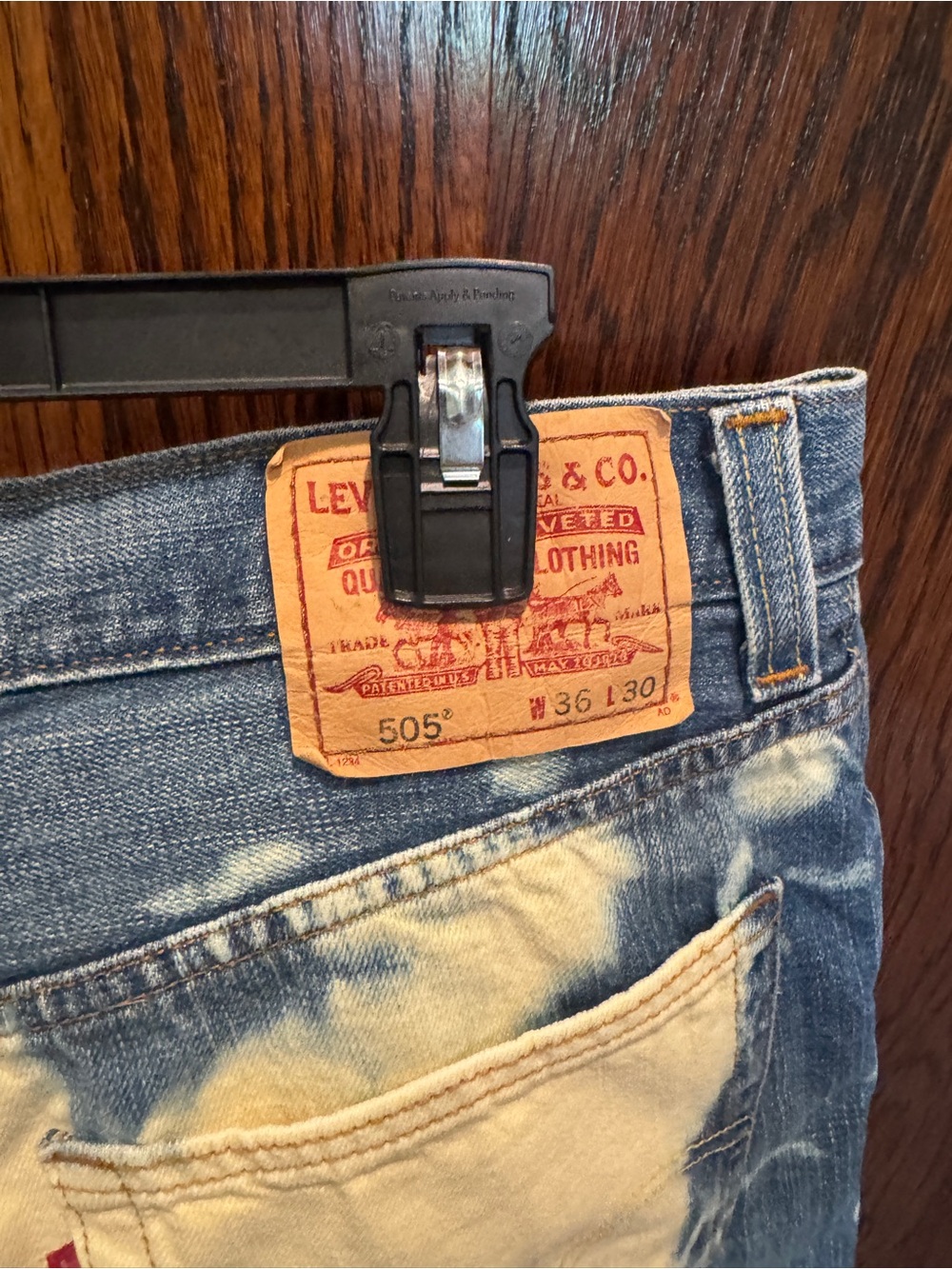 Levi's Blue and White Bleached Distressed Denim Shorts - Picture 3 of 4